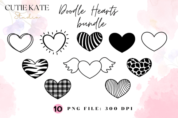 Download Doodle Heart Png Bundle,Valentine Png V1 - Heart png Collection