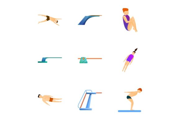 Download Diving Board Sport Icon Set - Diving board Collection