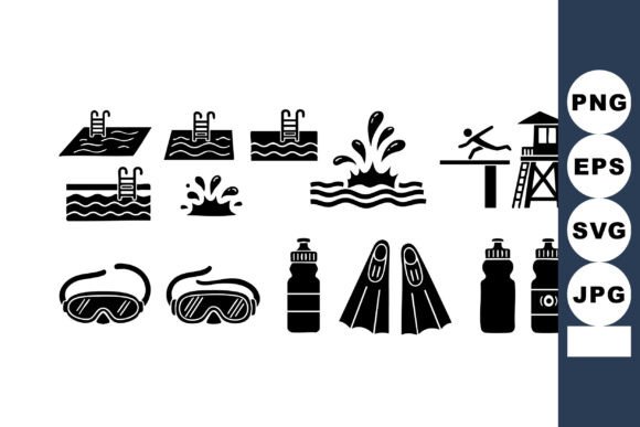 Download Swimming Pool and Diving Board Icons Wit - Diving board Collection