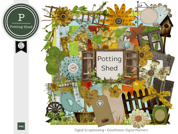 Download Potting Shed Digital Scrapbook Kit Eleme - Premium Resources