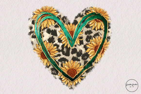 Download Cowhide Sunflower Heart PNG Sublimation - Heart png Collection