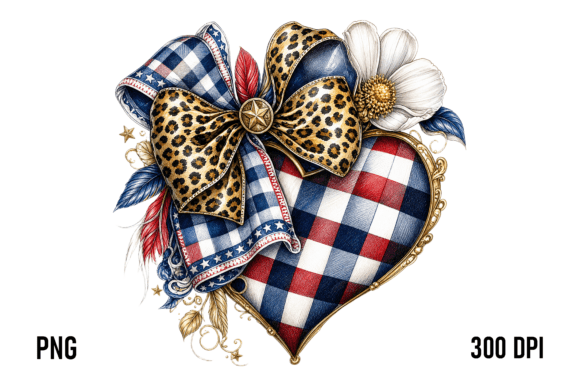 Download Patriotic Leopard Bow Heart PNG - Heart png Collection