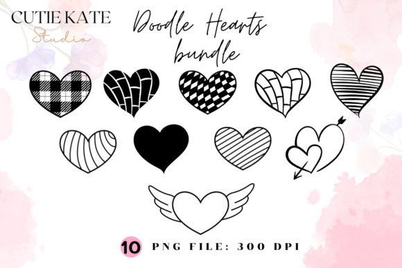 Download Doodle Heart Png Bundle,Valentine Png V2 - Heart png Collection