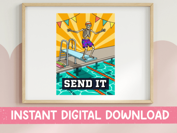 Download Send It Diving Board Skeleton Print - Diving board Collection