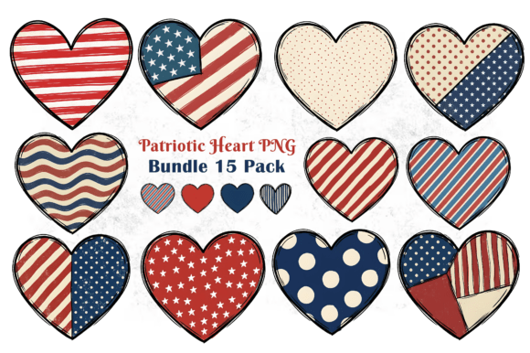 Download Patriotic Heart PNG Bundle 15 Pack - Heart png Collection